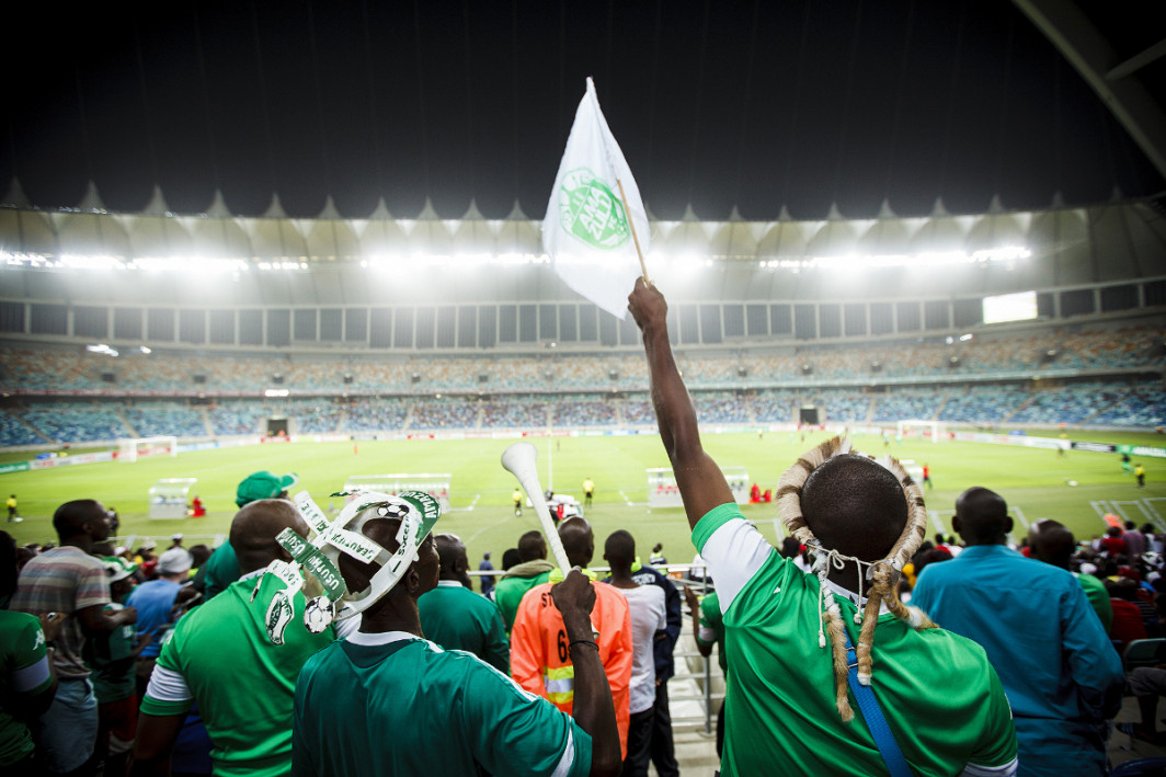 AmaZulu FC supporters filling a Durban stadium at night